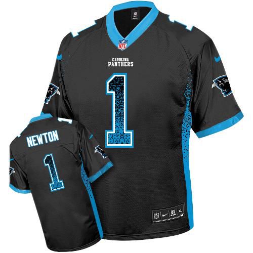 Nike Panthers #1 Cam Newton Black Team Color Men's Stitched NFL Elite Drift Fashion Jersey